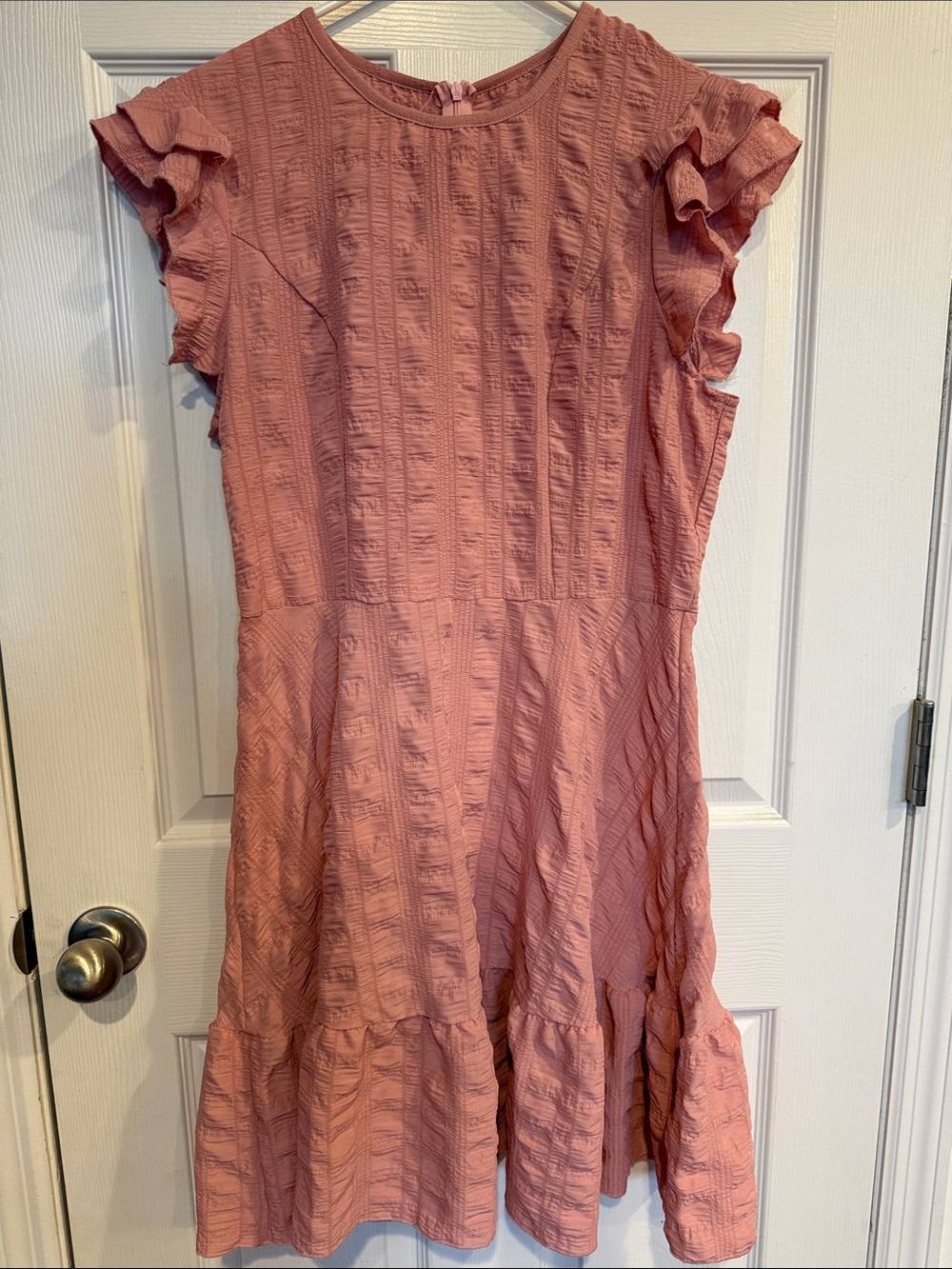 SHEIN Dusty Rose Ruffle Sleeve Midi Dress